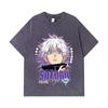 275 GSM Washed T-shirts 100% Cotton Jujutsu Kaisen V27 Gojo Print Unisex Heavy Cotton T Shirt