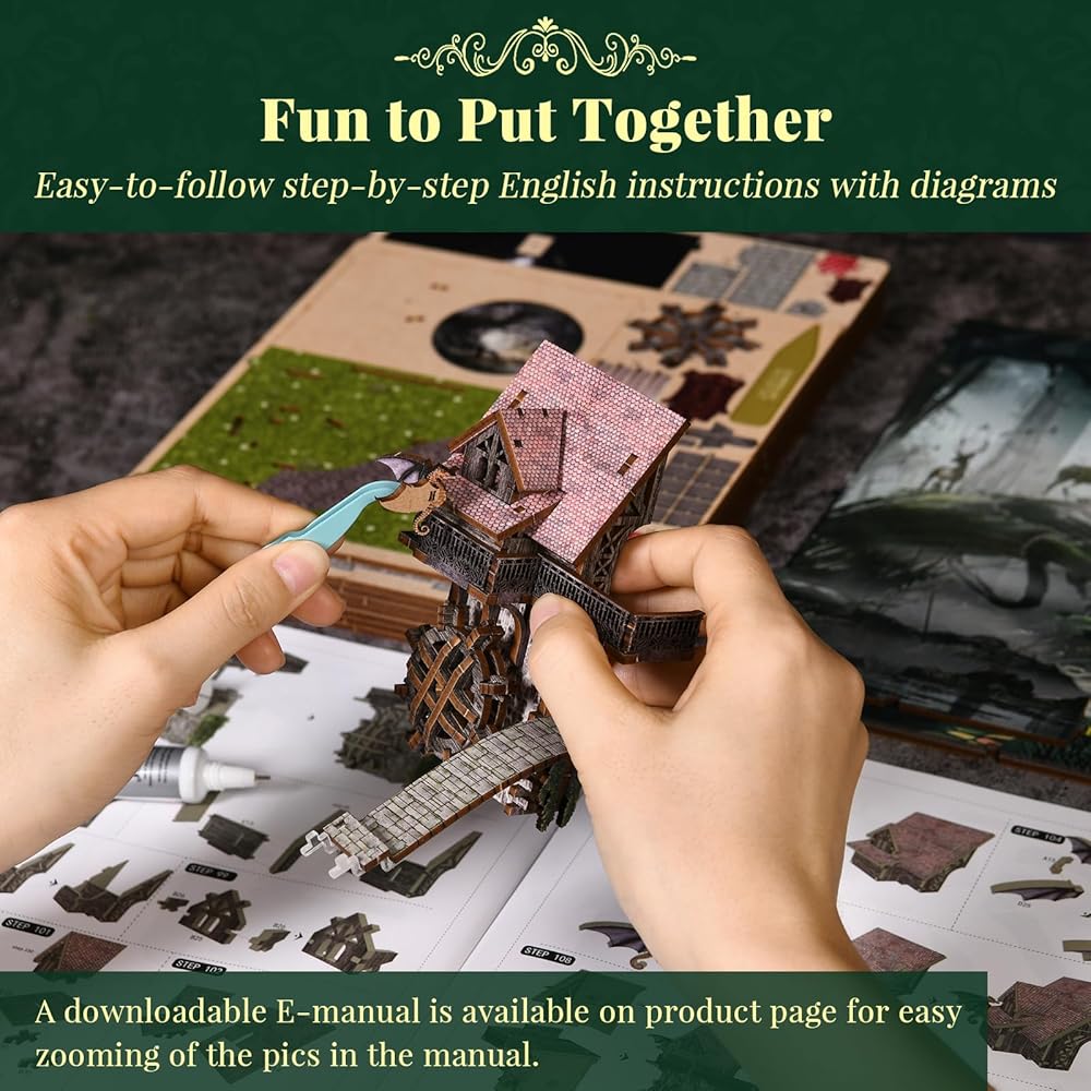 MiniCity DIY Book Nook Kit - Dollhouse Miniature House Kit - LED Light Included - Home Decor Art Collection