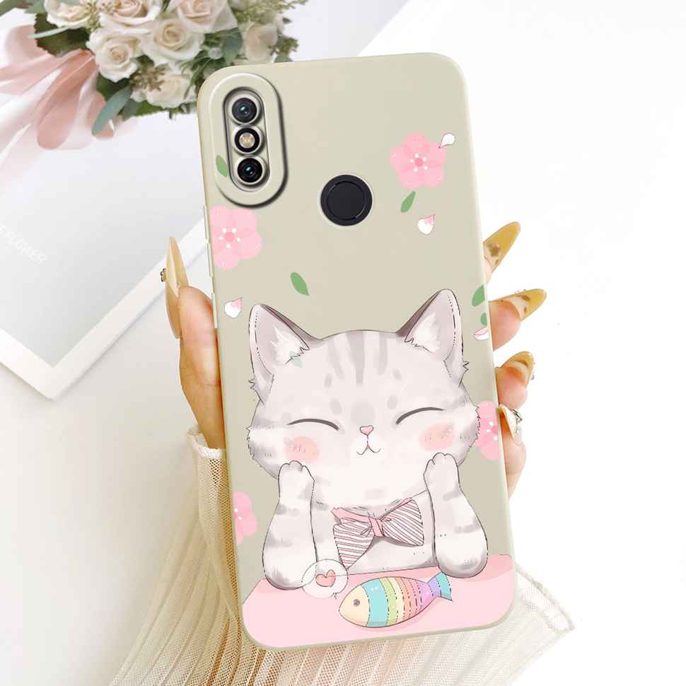 For Xiaomi Mi A2 Case Cute Cartoon Cat Flower Silicone Back Cover For Xiaomi Mi a2 MI 6X M1804D2SG M1804D2SI Phone Shell Bumper
