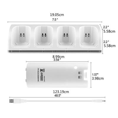 1Pcs 4 Port Smart Charger Charging Dock Station with USB Cable for WII Game Console Game Accessories Supplies