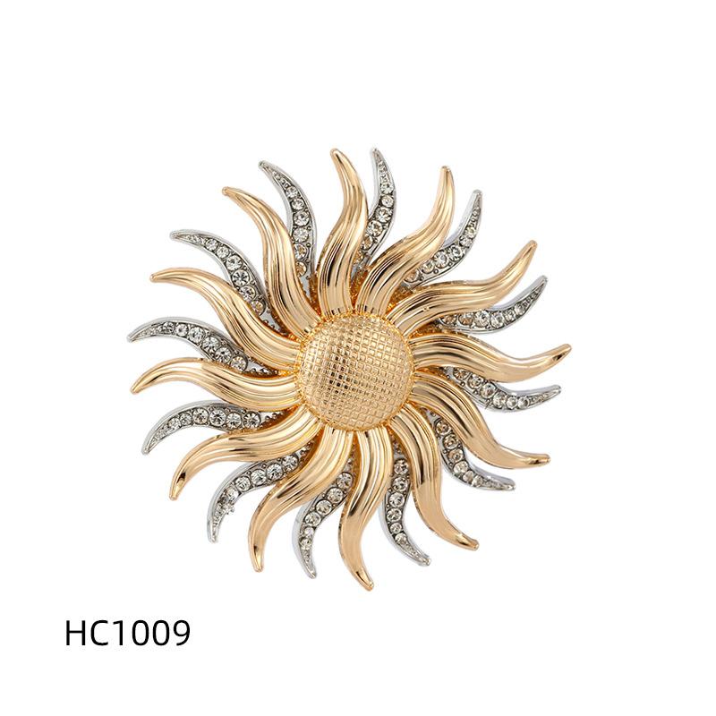 Retro double-layer sunflower brooch femininity high-end sense niche medieval pin brooch men s suit and accessories