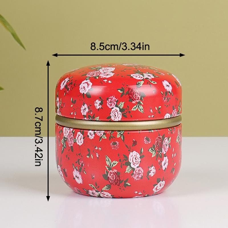 Tea Caddy Tea Box Containers Candle Cans Coffee Candy Snacks Sealed Iron Jars Floral Pattern Small Portable Storage Boxes