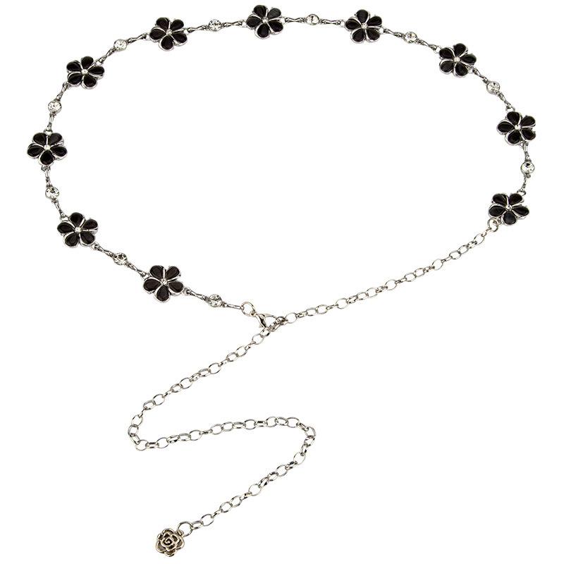 Four-leaf Clover Flowers Metal Waist Chain Women's Retro Bohemian Dress Accessories Decorative Belt Women