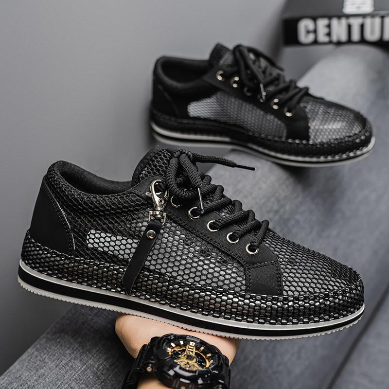 

Men s new casual daily versatile comfortable breathable solid color lace-up flat heel round head fashion trend men s board shoes 39