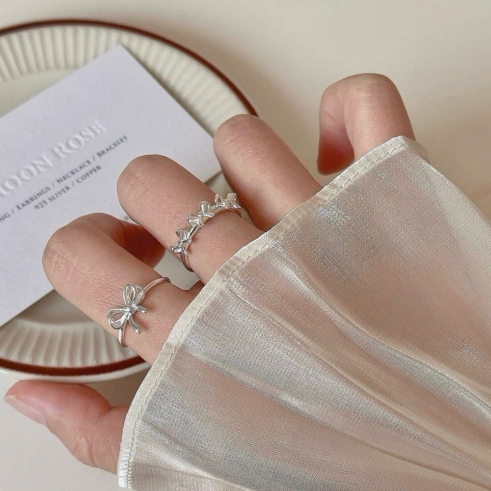 Korean Style Adjustable Bow Ring for Women - Trendy, Fashionable, Stackable Index Finger Accessory