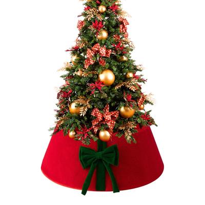 Capa para Base de Árvore de Natal Decoração de Feriado de Pelúcia com Laço Saia Reutilizável para Base de Árvore de Natal para Interior Exterior