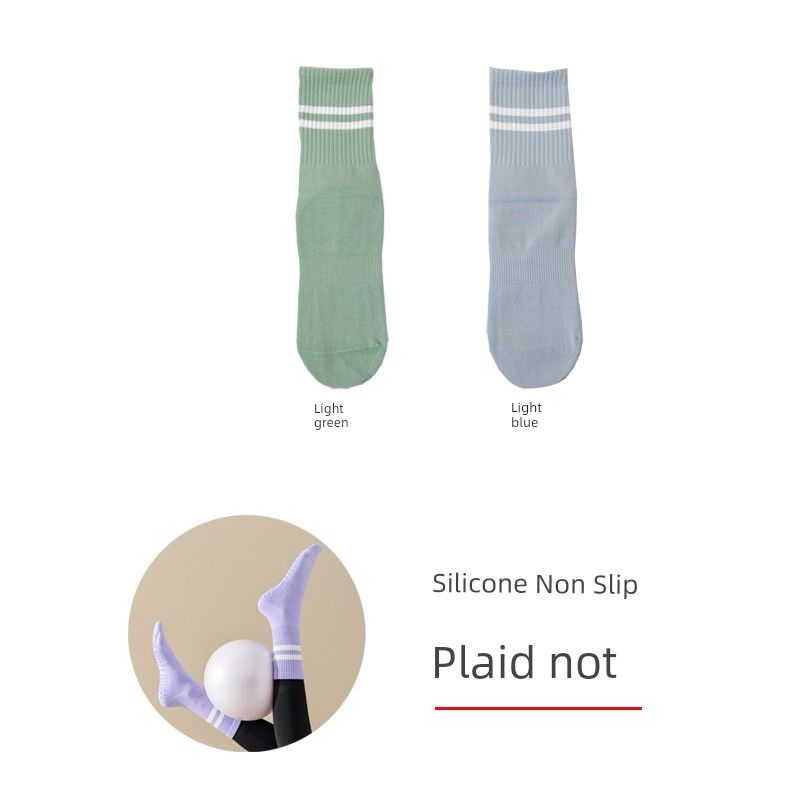 

Yoga Socks Children s Professional Pilates Fitness Exercise Non-Slip Socks Skipping Rope Running Dance Pressure Knee Socks Room Socks Light green + light blue