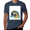 Blue Macaw Tshirt Simple Casual Short Sleeve Cotton Tshirt