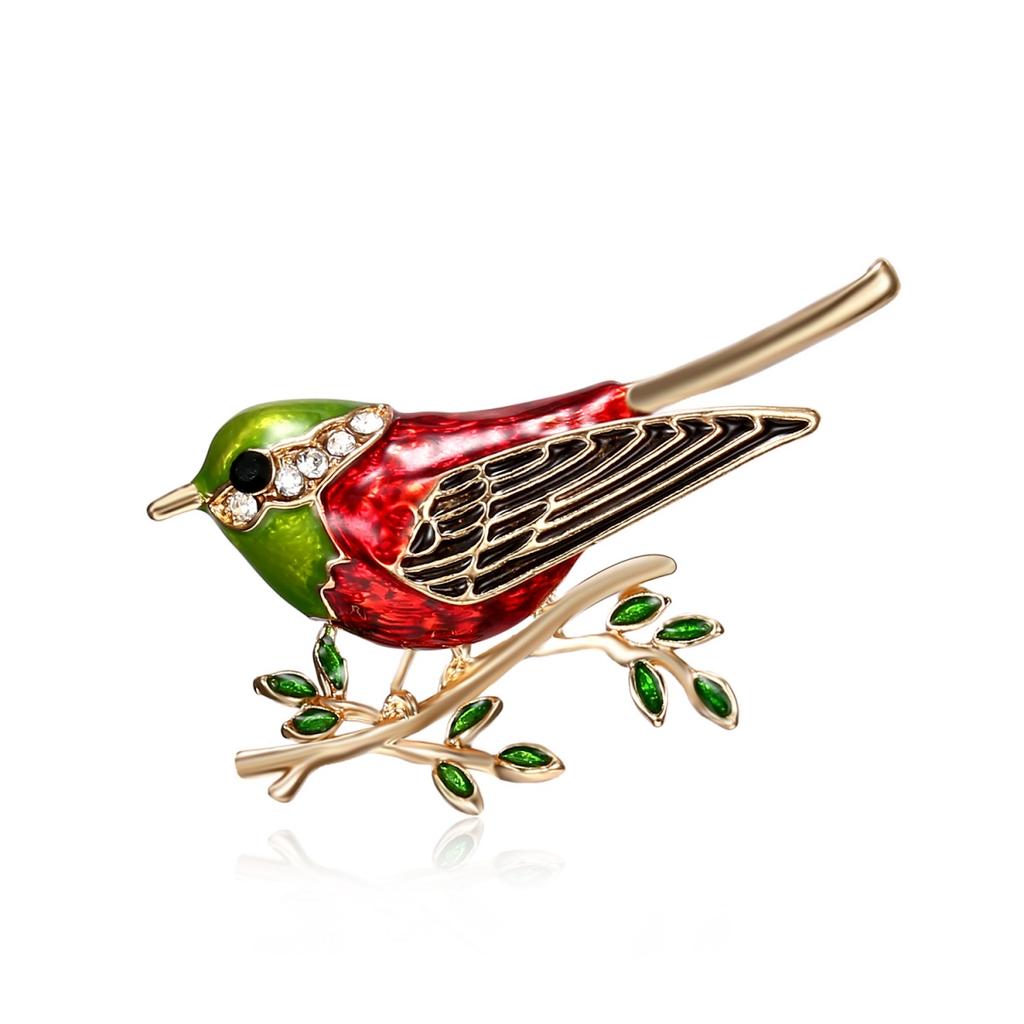 Lovely Bird Sitting On Tree Branch Brooches For Women Men Luxury Vivid Flying Hummingbird Enamel Pins Animal Badge Party Jewelry