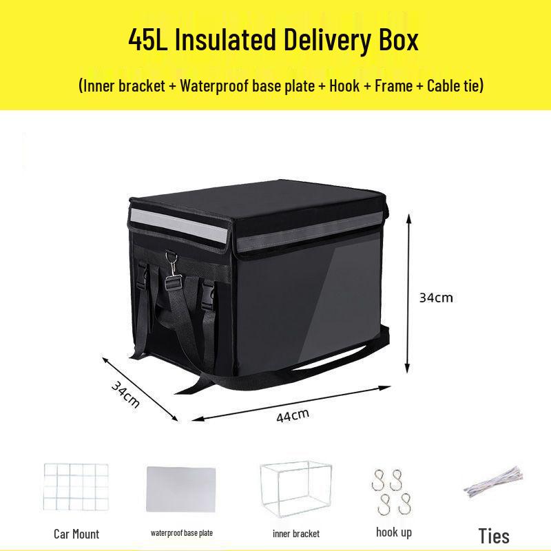 Thick Insulated Black Waterproof Takeaway Delivery Box for Car & Home Use