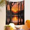 Sunset Forest Reflection Tapestry Art Patterned tapestry home decor, suitable for bedroom and living room, gift