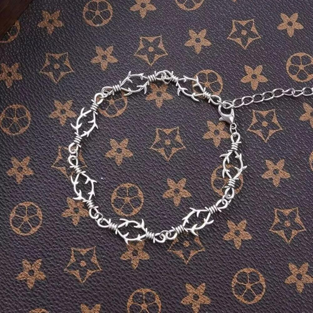 Punk Small Brambles Iron Unisex Bracelet for Women Men, Hip Hop New Gothic Style, Barbed Wire Small Thorn Bracelet Necklace Gift
