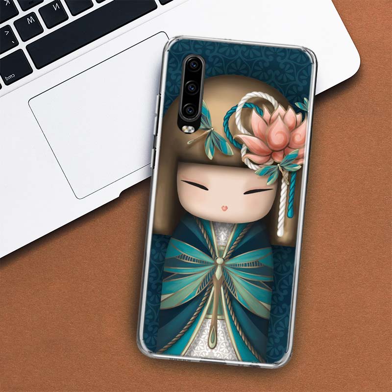 Kokeshi Puppe Kimono Mädchen Hülle Handyhülle Für Huawei P30 P20 P10 P40 P50 Pro Mate 20 40 30 10 Lite Beliebte Fundas Kunst Geschenk Coque