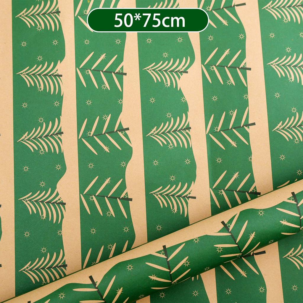 Christmas Kraft Wrapping Paper Cartoon Xmas Tree Santa Claus Gifts Packaging Paper DIY Craft Home Party Decoration Background