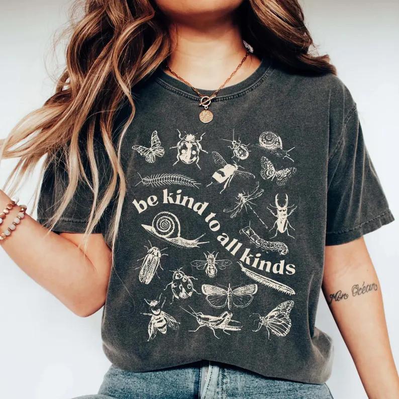 Be Kind to All Kinds Shirt Butterfly Nature Lover Wildlife Graphic Tee