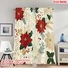 2pcs 2D Flat Printing Fashionable Christmas Curtains Christmas Poinsettia Floral Digital Printed Polyester Drapes Holiday