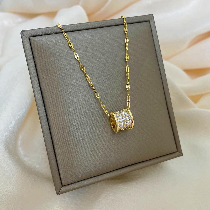 18K Vergoldete Kupfer Schlüsselbeinkette mit Abakus Kürbis Schwan Design.