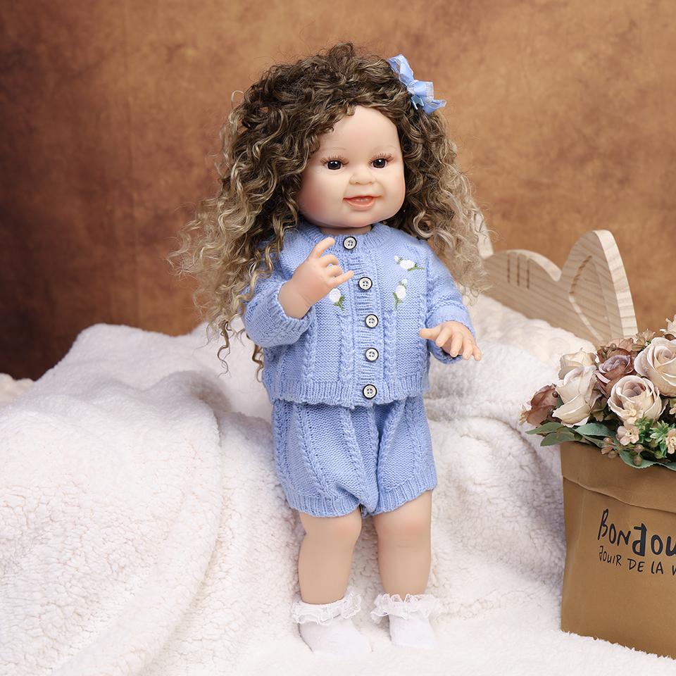 55CM Smile Reborn Baby Doll Full Silicone Vinyl Soft Touch Cute Playmates DIY Toy For Children