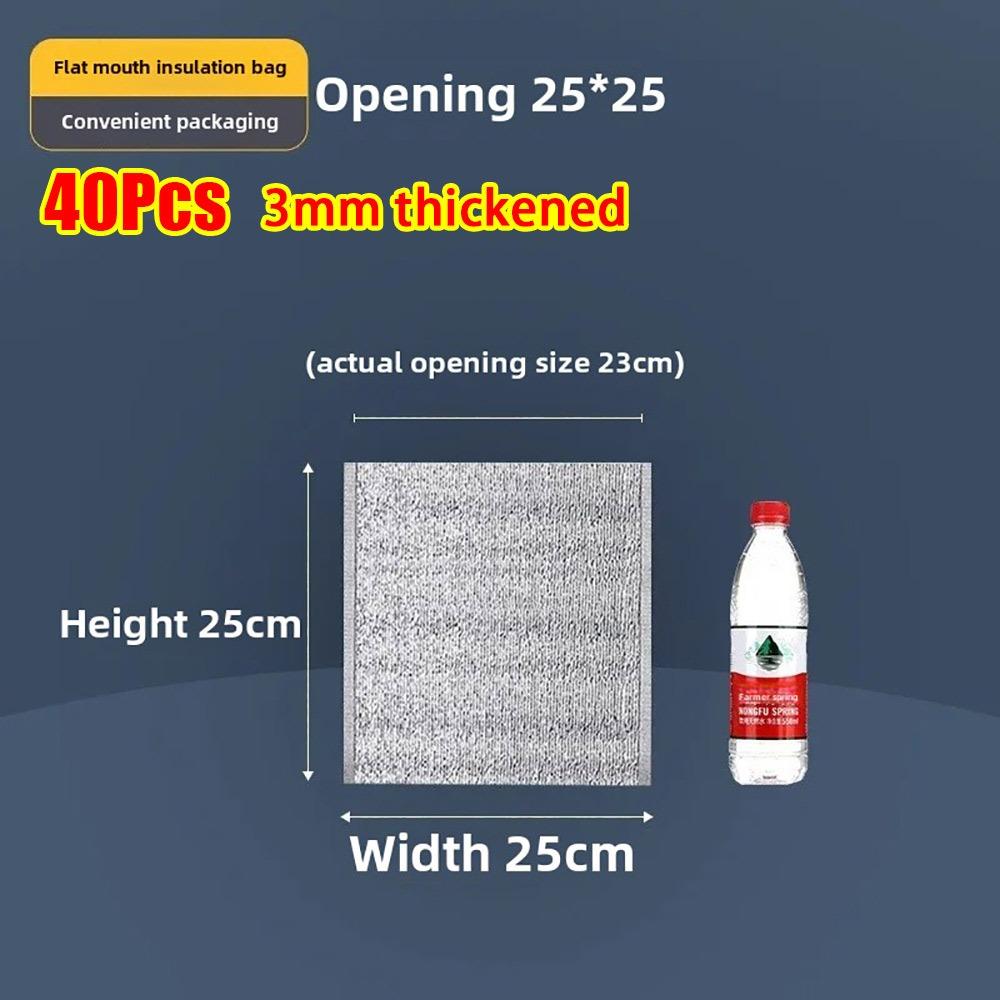 40Pcs/Pack 3mm Thickened Aluminum Foil Bag Food Thermal with Closure Insulation Bag Ice Cold Warm Cooler Bag Delivery Carrier