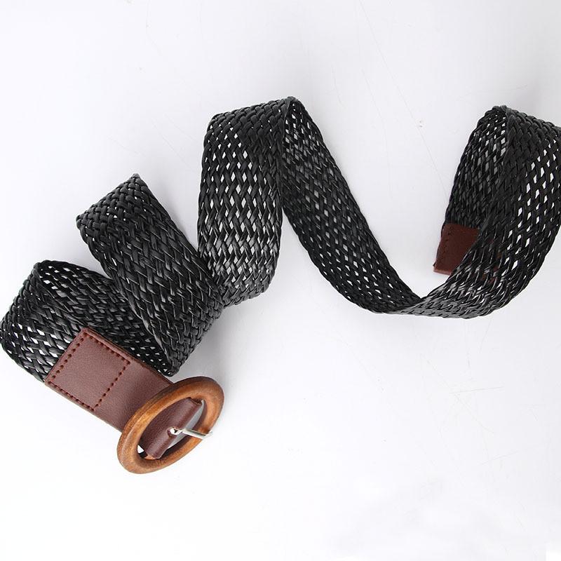 Ethnic Inspired Womens Pu Waist Belt With Wooden Closure For Festival And Daily Casuals