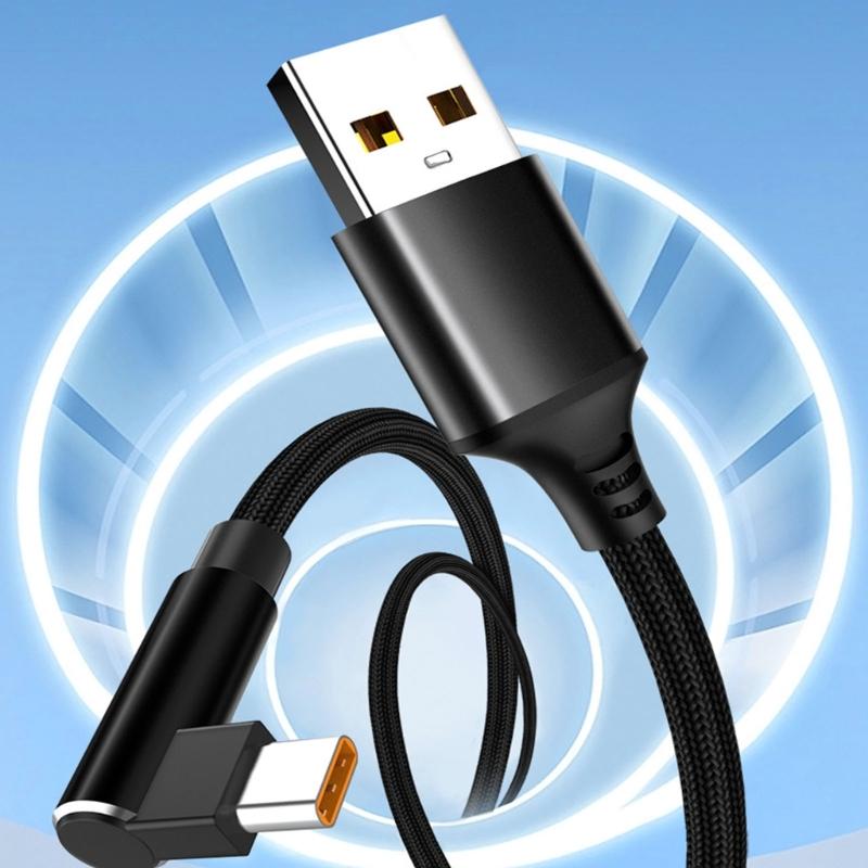 L Shape Type C Charging Cord 6A Fast Charging Cable with Reinforced Braiding for Smartphones Pad Available in 3 Size