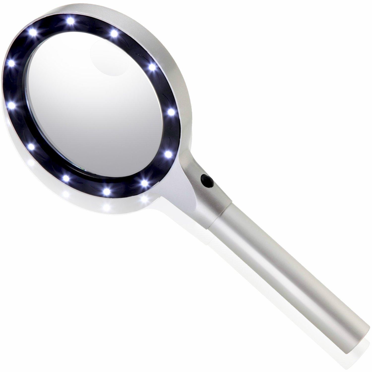 

Phoenix Magnifying Glass & Handheld Magnifier [3x & 8x Magnification] with 2 Lenses, LED Light, Maintenance Cloth, and Storage Case 45-Day Warranty