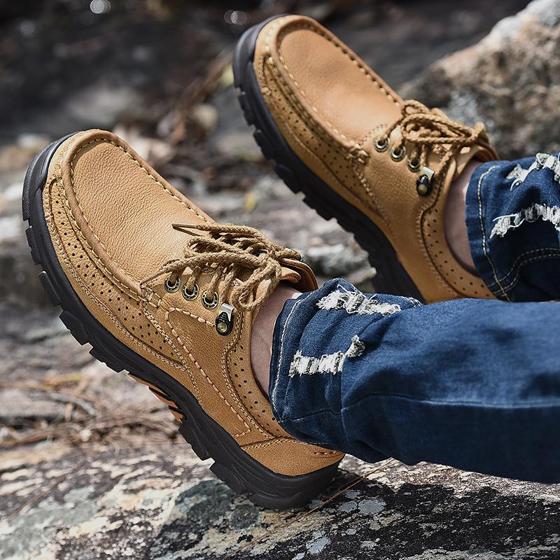 Newest Vintage Oxfords Nature Leather Men'S Handmade Shoes Breathable Hiking Shoes Brand Casual Outdoor Luxury Men Designer Loafers