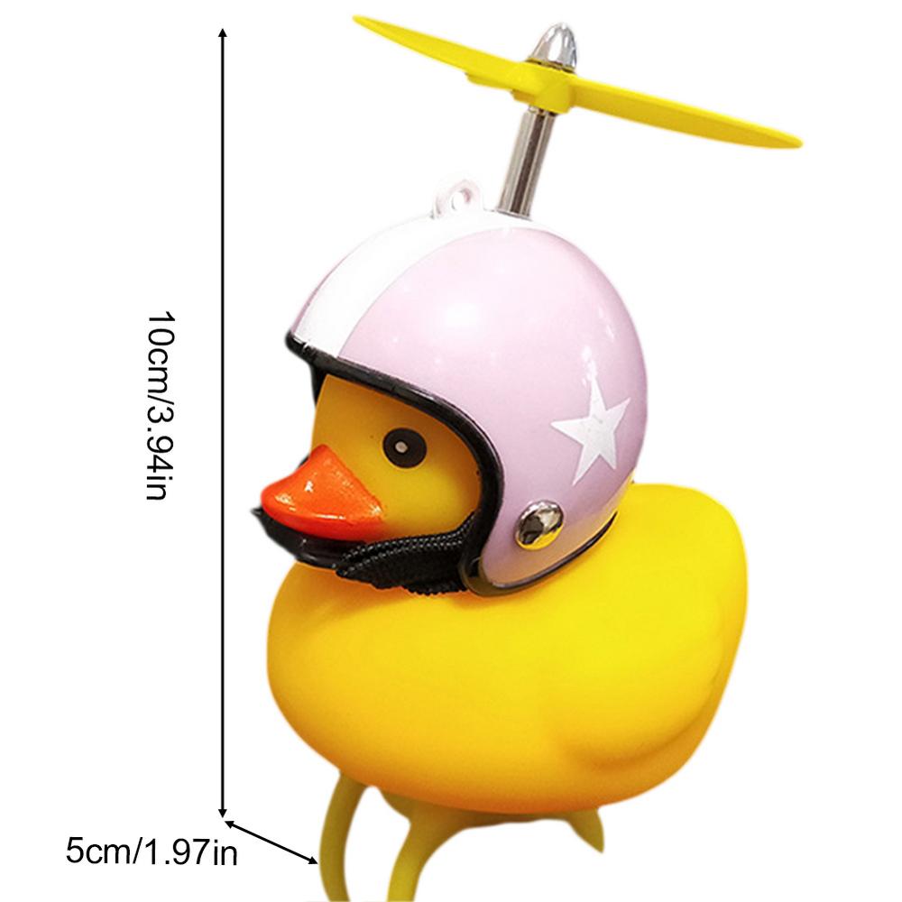 Rubber Duck Toy Car Ornaments Yellow Duck Car Dashboard Decorations Cool Duck with Propeller Helmet