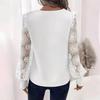 Vintage V-neck Loose Lace Patchwork White Shirts Women Elegant Casual Hollow Out Long Sleeve Blouses Women Tops Fashion Slim Fit Lady Tops 26209