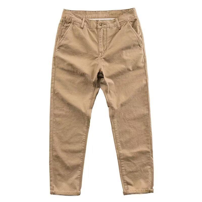 May Kaji elastic casual pants men's retro heavy loose straight solid color versatile tooling trousers tide