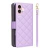For iPhone 17 Case Zipper Wallet Rhombus PU Leather Crossbody Phone Cover