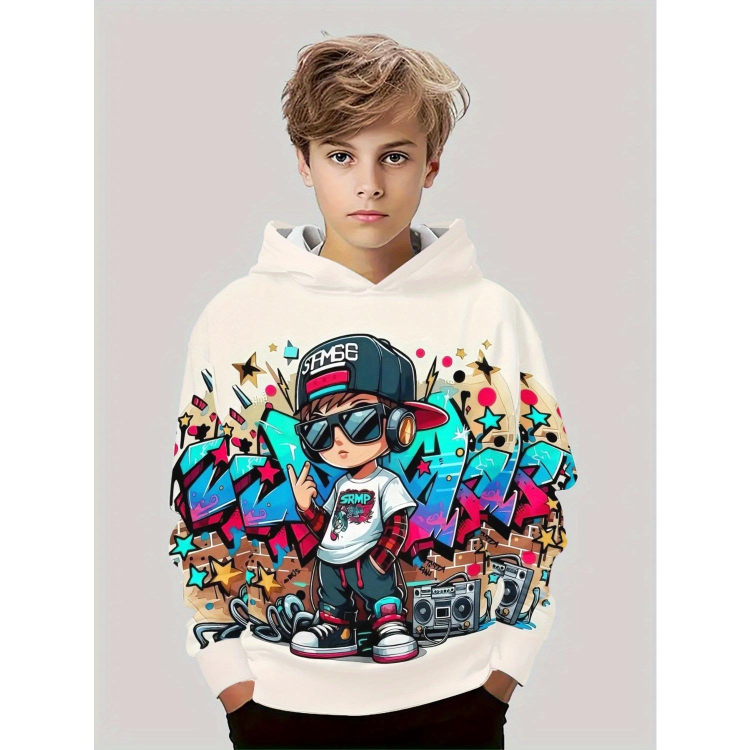 

New Boys and Girls Hoodies with 3D Printed Patterns for Comfortable Autumn and Winter Long Sleeve Hoodies 13-14Y