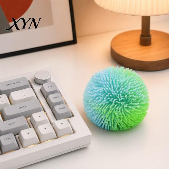 Soft Squeeze Toy Stress Relief Fuzz Ball Toy, TPR Fuzzy Fidget Reusable Anxiety Relieving Office Desk for Focus Aid, Hand Relaxation
