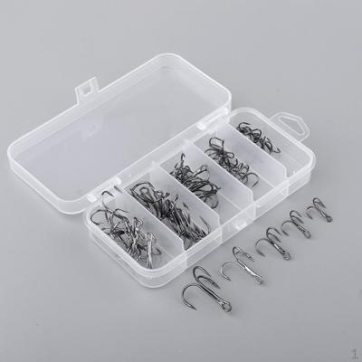 50PCS / Box Triple Hook Replacement Round for Baits - Black, L