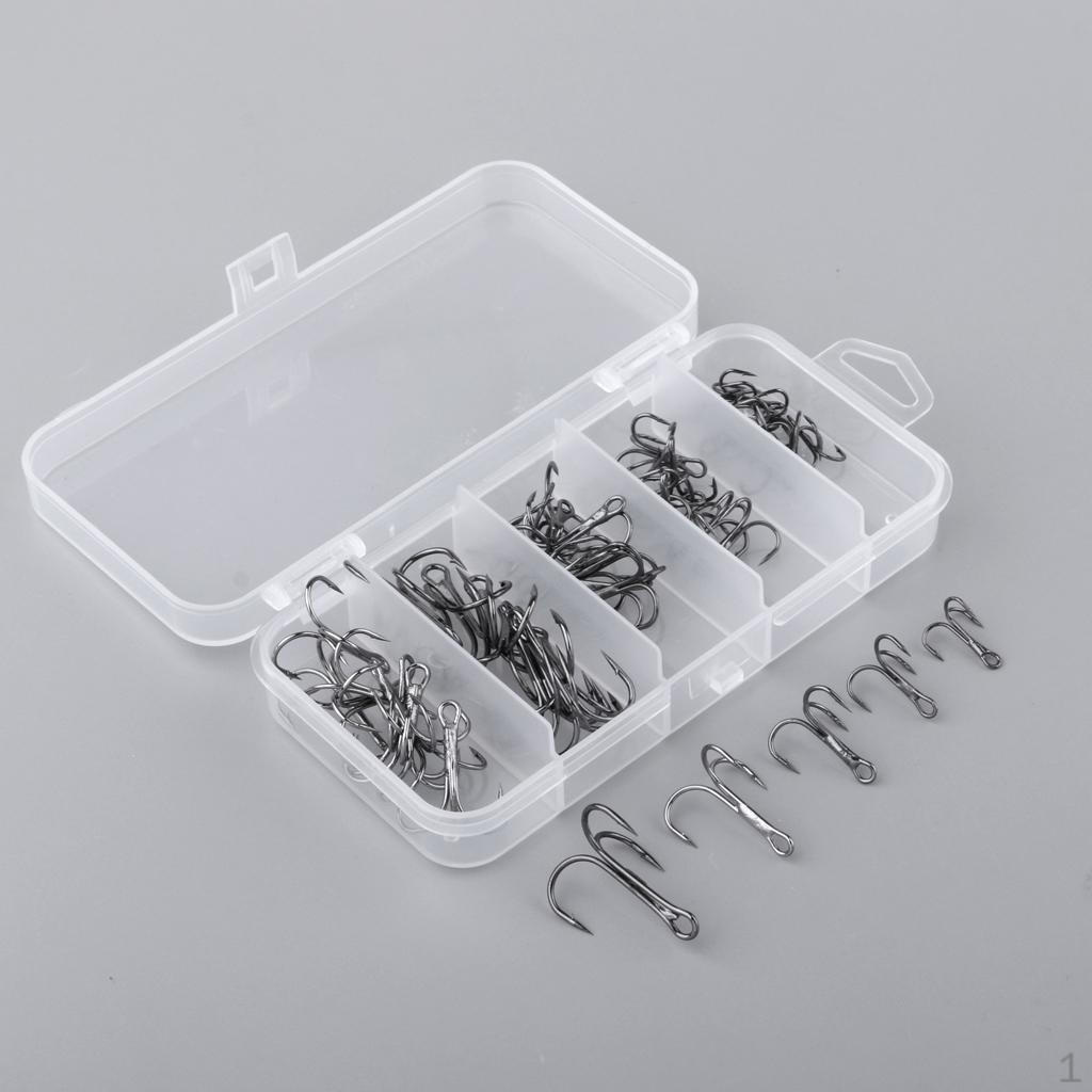 

50PCS / Box Triple Hook Replacement Round for Baits - Black, L