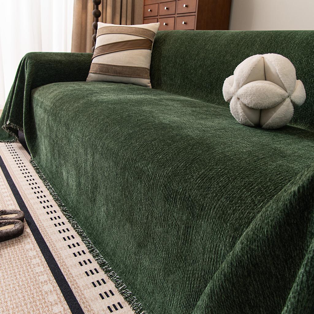 1Pc Solid Color Sofa Cover Fabric Modern Simple Autumn And Winter Thickening Integrated Home Textile Products