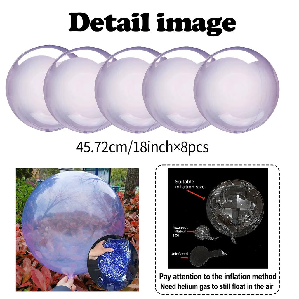 8pcs Crystal Popo Ball Transparent Color Popo Ball Used for Proposal, Wedding, Birthday, Photography Props, Shower Decoration