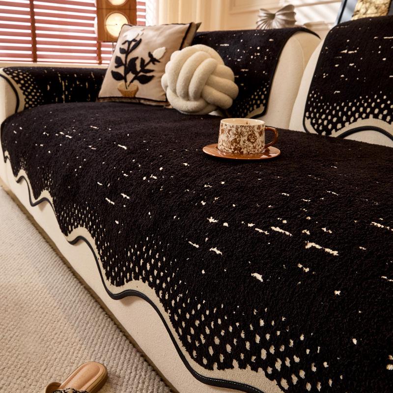 2025 New Wabi Sand Wind Sofa Cushion Fixed Non-slip Four-season Universal Straight Row Special-shaped One-piece Leather Sofa Cover