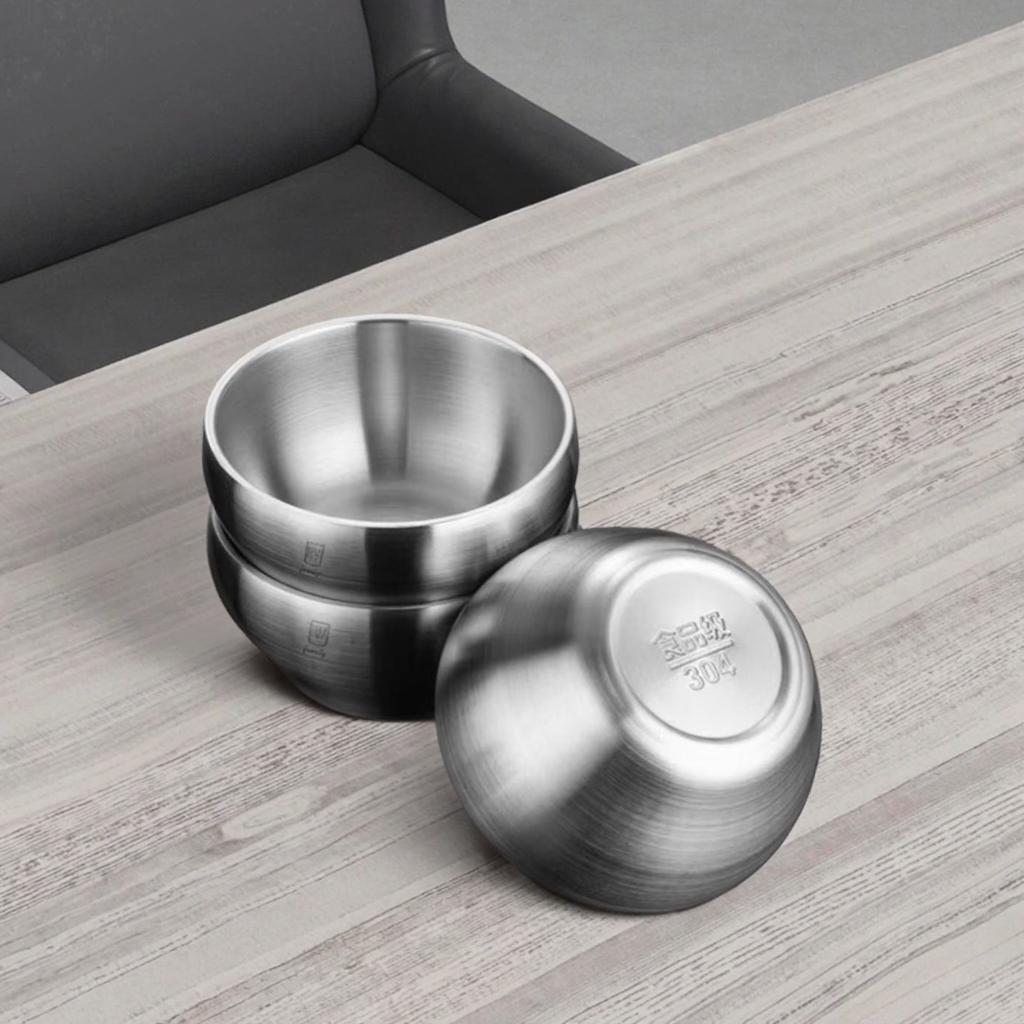 Household Anti-scalding 304 Stainless Steel Matte Bowl: Frosted Feel, Non-slip and Anti-drop Optional Forone Person  Family Size
