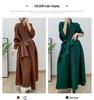 Brand Women's Plus Size Color Block Batwing Sleeve Long Trench Coat