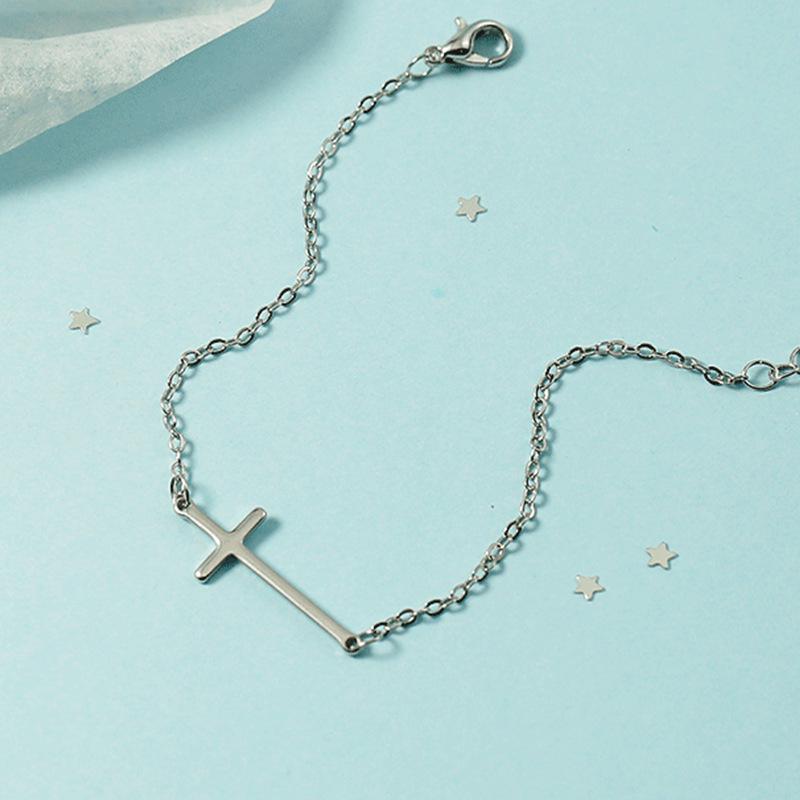 Minimalist Geometric Cross Bracelet - Chic Korean Trendsetter Jewelry for Women