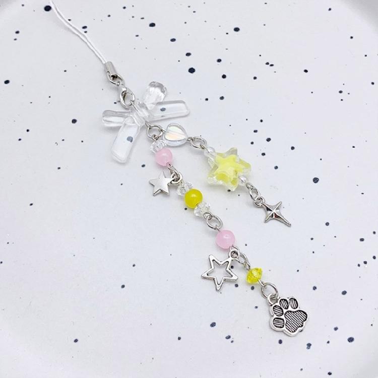 Elegant Phone Pendant Keychain Beaded Bowknot Keyring Decorative Straps Accessory for Wallet Bag Keychain Case