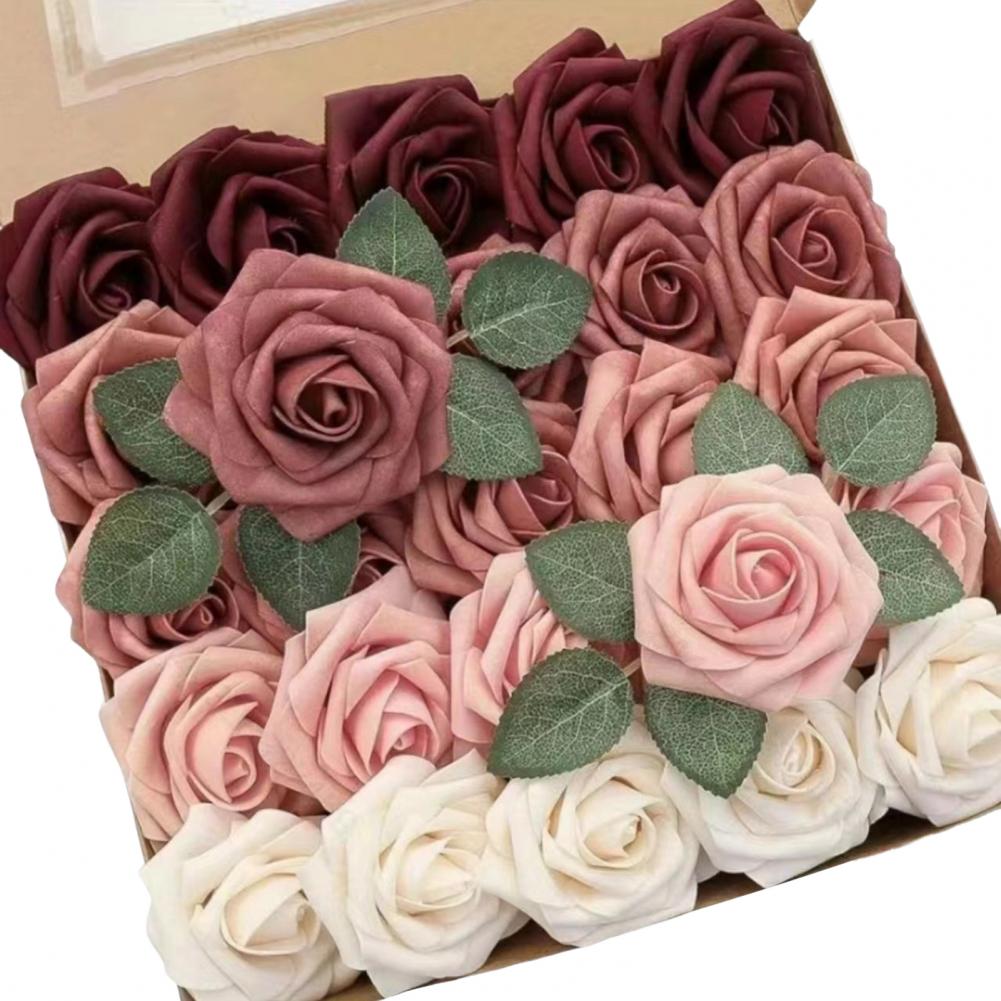 1 Box Artificial PE Foam Rose Flowers Bridal Bouquets for Wedding Table Home Party Gift Decorations DIY Scrapbook Supplies