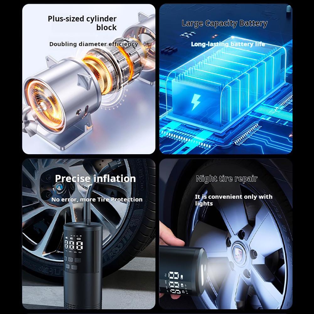 Portable Tire Inflator Wireless Rechargeable Electric Inflator Car Bicycle Digital Air Compressor Football Ball Inflator Pump