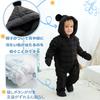 Baby Nest Baby Jumpsuit Coverall Long Sleeve Romper Down Coat with Hood for Fall and Winter for Boys and Girls Wear, Black, 73cm, 6-9 Months,