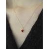Exquisite Red Agate Heart Pendant with Water Wave Chain - 14K Gold Plated S925 Sterling Silver