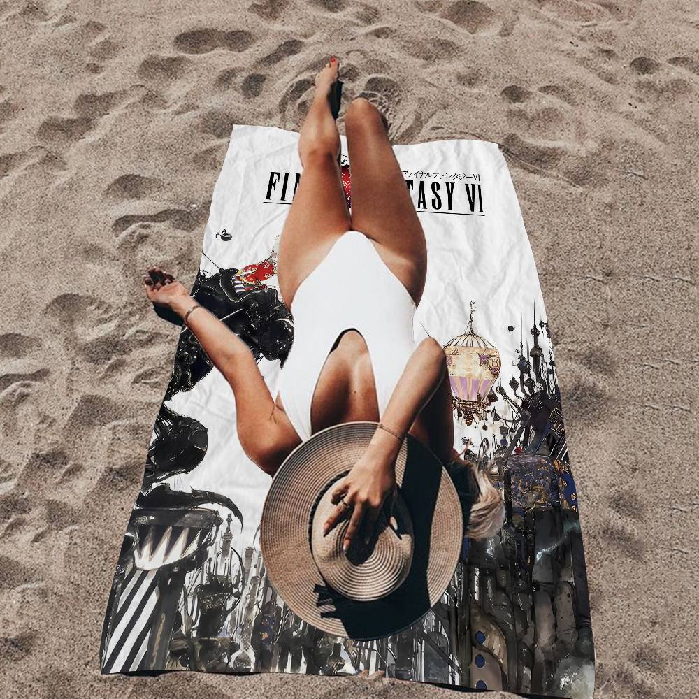 F-Final F-Fantasy Anime Bath Towel Microfiber Soft Water Absorbing Breathable For Girl Kids Decorative Cartoon Beach Towel