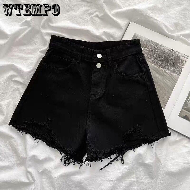 WTEMPO Denim Shorts Women's Summer High Waist Loose Shorts Slim Breathable Wide Leg Pants