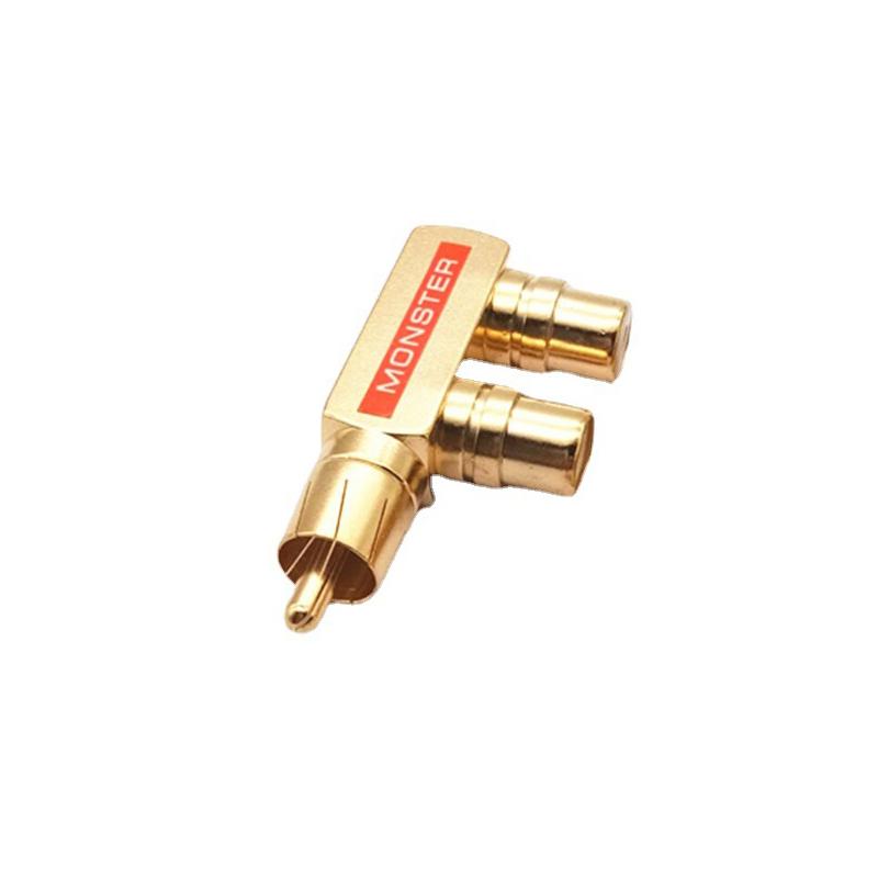 Pistol Style Adapter Diy Accessories Gold Plated Av Audio Splitter Plug Rca Adapter 1 Male To 2 Female F Connector