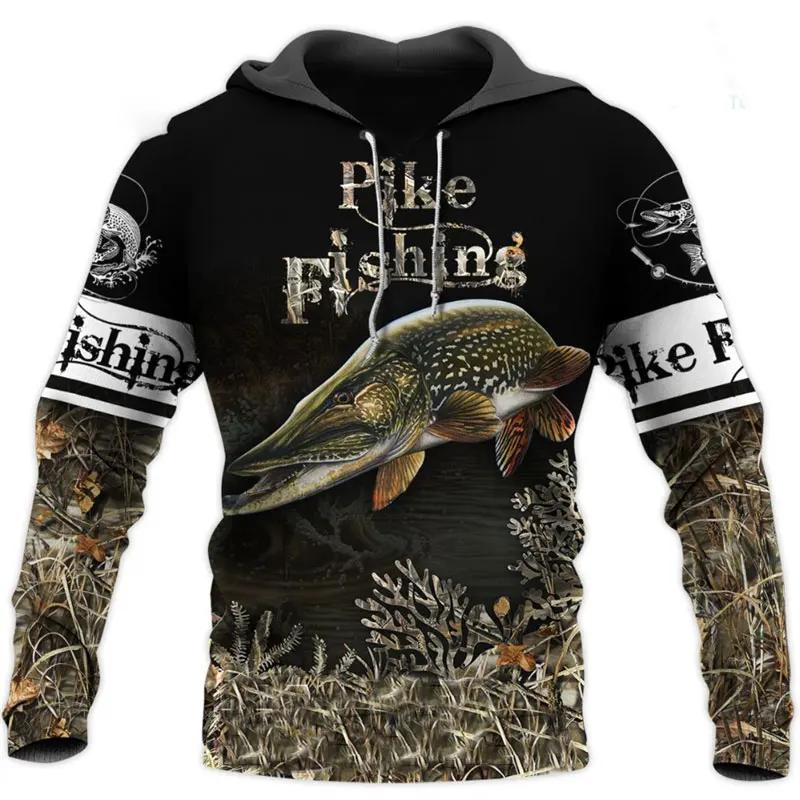 Wild Animals Fishing On Skin 3D Printed Fashion Mens Hoodie Harajuku Streetwear Pullover Autumn Unisex Casual Jacket Tracksuit